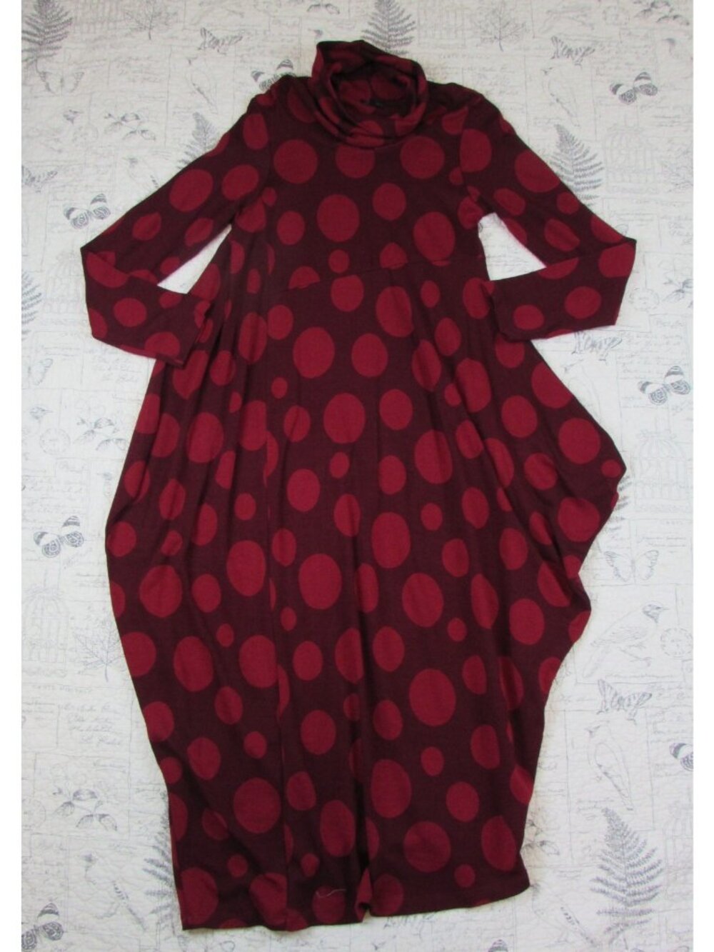Spirithouse Fall Dress dots Draped Cocoon sweater cowl neck Lagenlook Artsy S